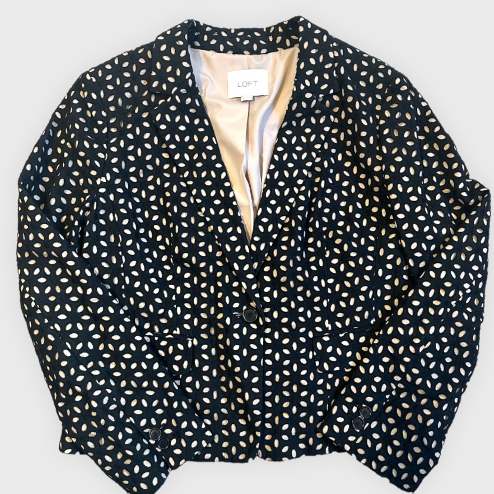 LOFT Black and Tan Floral Blazer with 3D Cutouts - Never worn!
